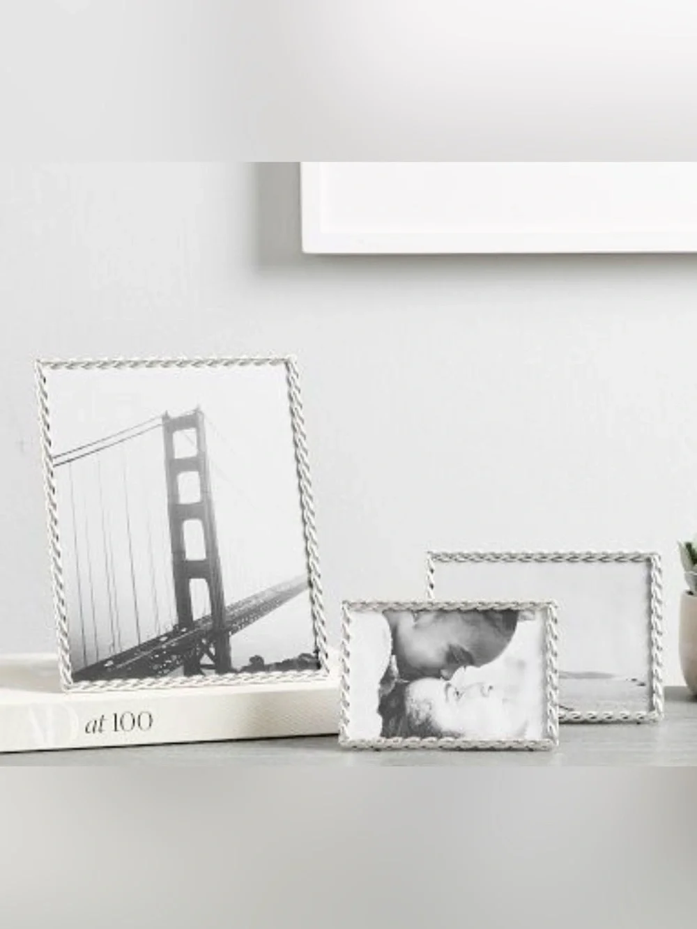 Pottery Barn Metal Rope Silver 4x6 Picture Frame